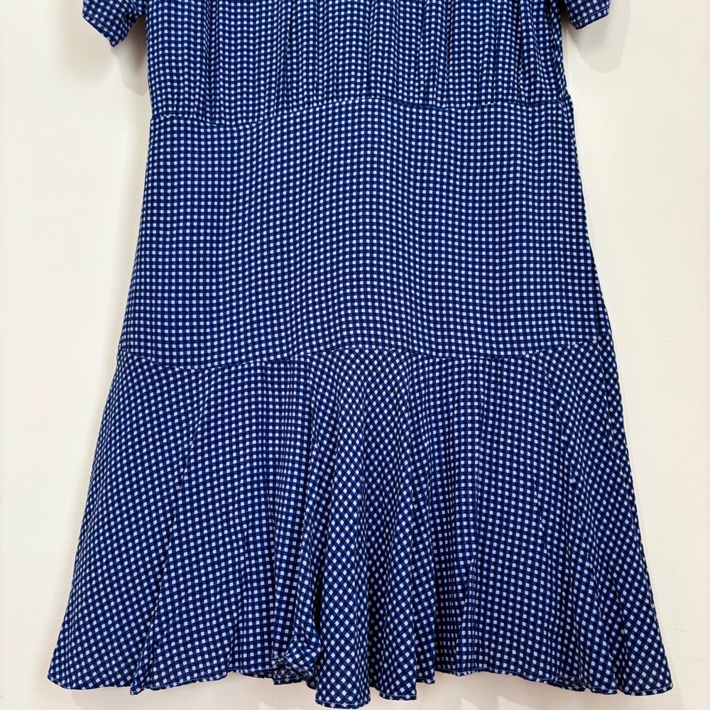 Free People boho rippa ruffle sleeve button up V-nek blue white gingham dress XL - Picture 10 of 16